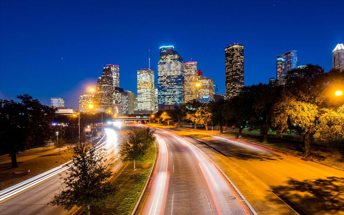 Houston, TX skyline at night